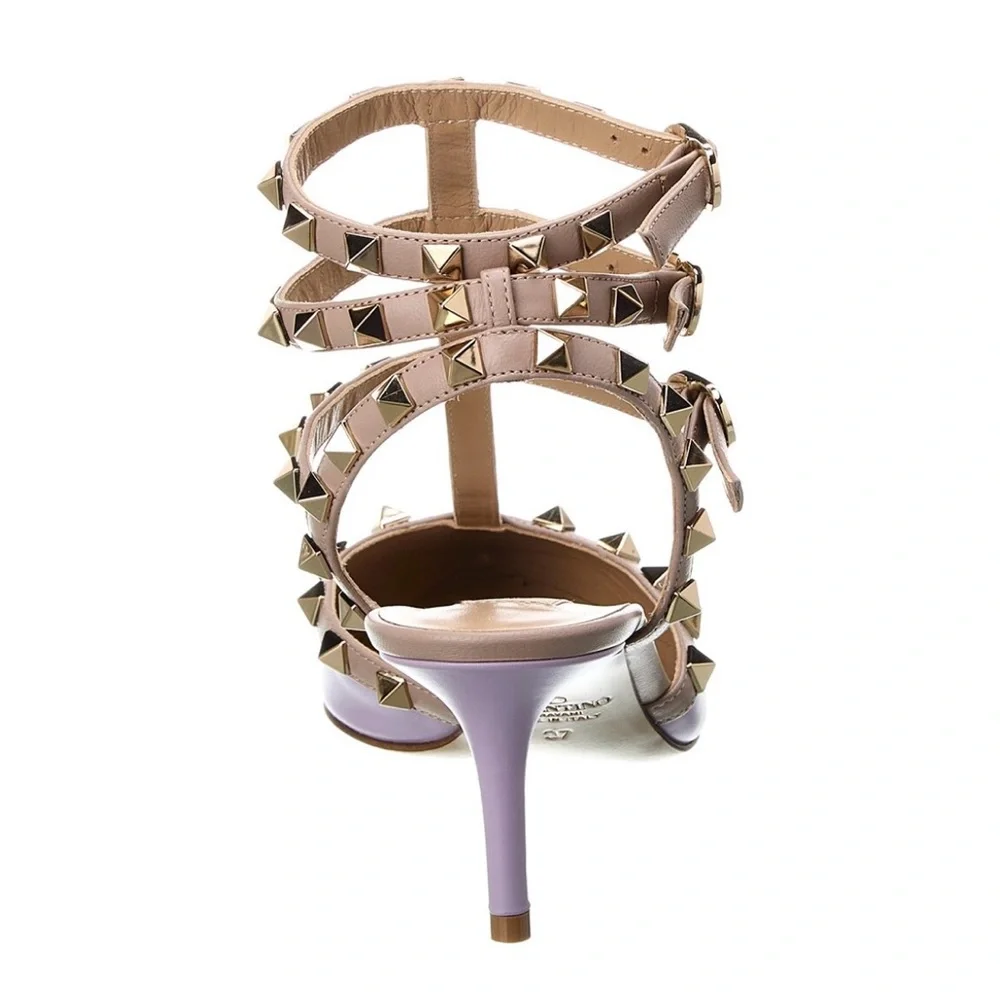 Valentino Purple and Tan Rockstud Heels - Picture 3 of 5